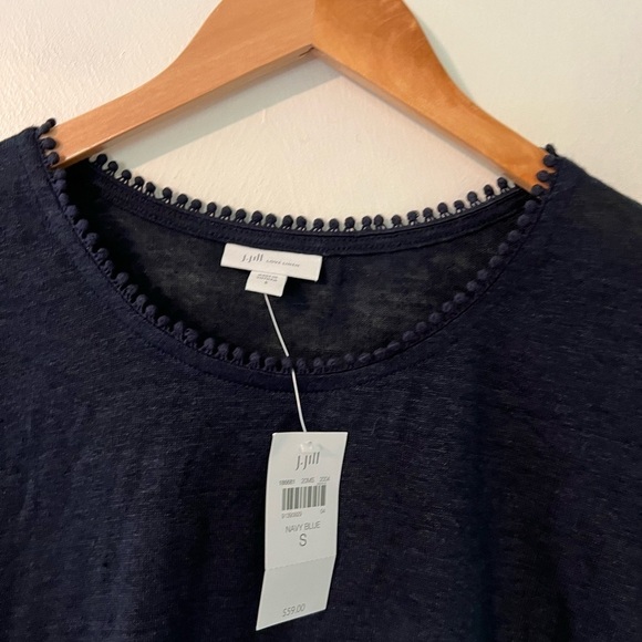 NWT J. Jill Love Linen Navy Blue Bobble Knit Top - Picture 5 of 7